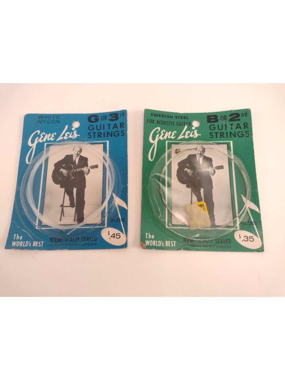 Gene Leis Guitar Strings G 3rd White Nylon & B 2nd Swedish Steel Vintage